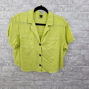 Wild Fable crop button down top women's large